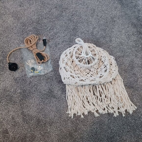 NEW! Macramé Hanging Light Fixture & Shade - Picture 5 of 7
